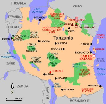 Africa maps, Tanzania Travel Map